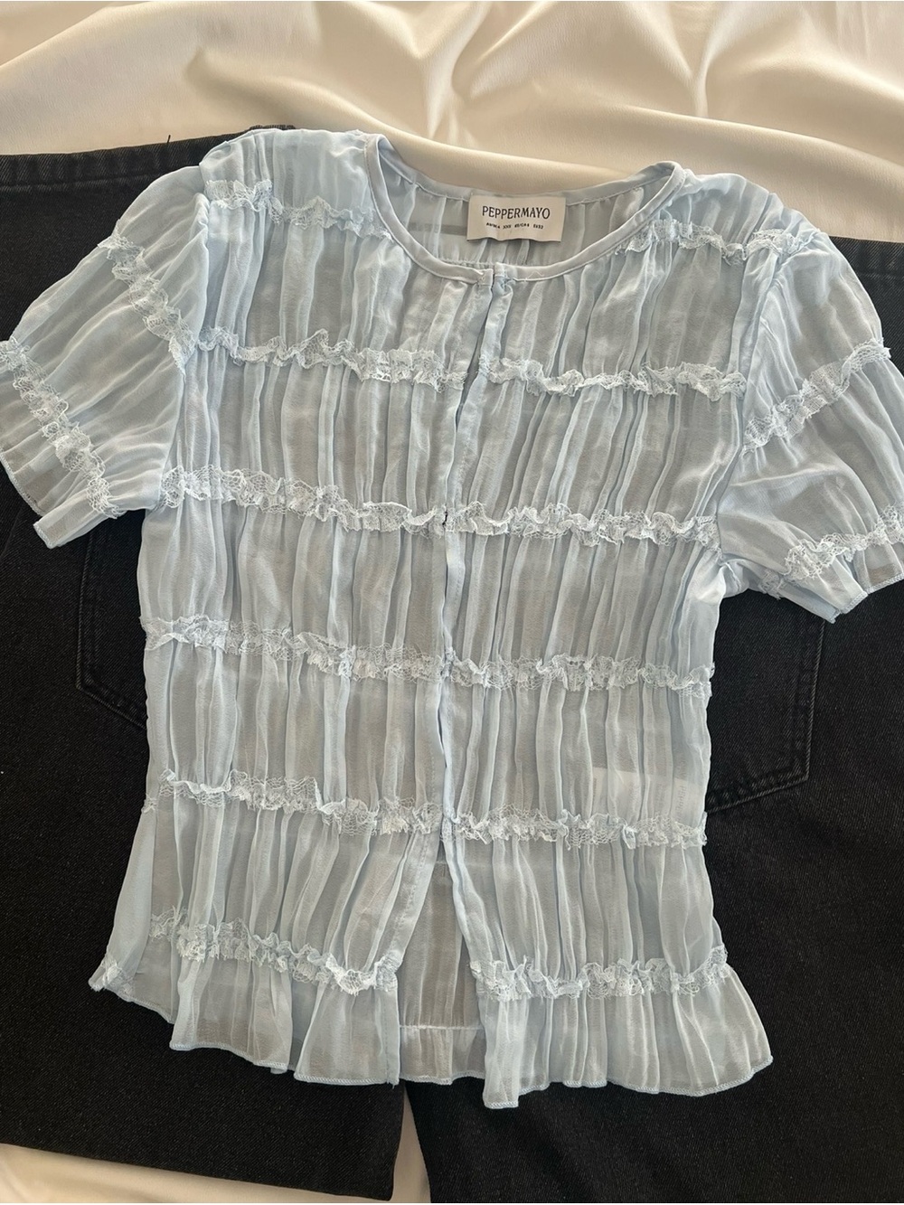 PEPPERMAYO BABY BLUE RIBBBED TOP - Picture 2 of 4